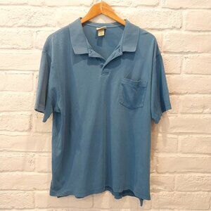 LL Bean Polo Shirt Mens XL Blue 100% Pima Cotton Short Sleeve Pocket Casual